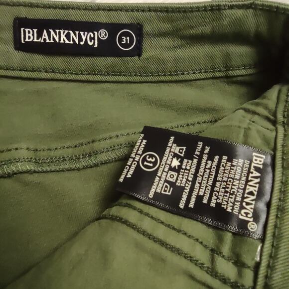 BLANK NYC Green Delancy Jeans Boot Cut Button Fly High Rise Stretch Denim Sz 31 - Picture 12 of 14